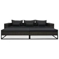 vidaXL 5-tlg. Garten-Sofagarnitur mit Auflagen Poly Rattan Grau