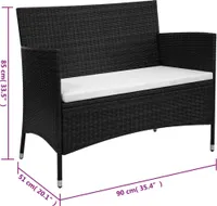 vidaXL Gartenbank 90 cm Poly Rattan Schwarz