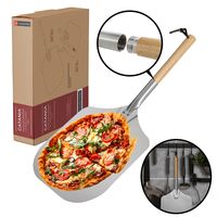 Heidenfeld Pizzaschieber Catania | Pizza Schieber - Aluminium - Eichenholz - 30,5 cm - Pizzaschaufel mit abnehmbarem Holzgriff