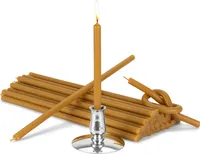 Kerzenhalter +  Bienenwachskerzen gelb Tropf- Rußfrei L 18,5cm Opferkerzen 40104