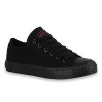 Mytrendshoe Damen Sneakers Sportschuhe Schnürer Schuhe 94237, Farbe: Schwarz Schwarz, Größe: 36