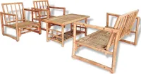 vidaXL 4-tlg. Garten-Lounge-Set mit Auflagen Bambus