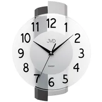 JVD NS19043.1 Wanduhr Quarz analog silbern leise ohne Ticken