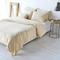 Traumschlaf Uni Baumwolle-Leinen Bettwäsche 200x200 cm + 2x 80x80 cm natur