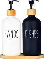 Seifenspender set, 500ml Spülmittel Flasche mit Tablett, Handseifenspender,Nachfüllbare Pumpspender,Duschraum