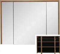 Badezimmer Spiegelschrank 100 cm HARLOW-56 Eiche (Hunton-Oak) , B/H/T: ca. 100/75/16 cm