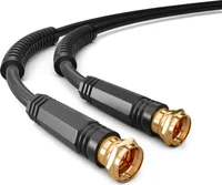 hb-digital 2.5m SAT Anschluss Kabel 100dB mit 2 x F-Stecker vergoldet mit 2 x Ferritkern Außen Durchmesser 5mm schwarz
