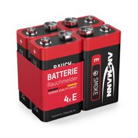 ANSMANN 9V E-Block Alkaline Batterie speziell für Rauchmelder 4er Pack