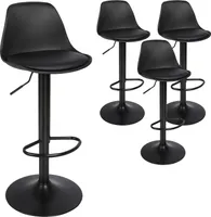 4er Set Barhocker Tresenhocker mit Rückenlehne Gepolsterter Drehstuhl für Esszimmer, Bar Schwarz