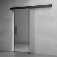 Mai & Mai Glasschiebetür komplettset Schwarz Klarglas, Griffart: Stangengriff, BxH: 102.5x205cm, 25 mm Wandabstand, 8mm ESG-Sicherheitsglas