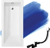 BADLAND Badewanne Rechteck Modern 140x70 mit Ablaufgarnitur und Füßen GRATIS ohne Verkleidung