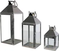 3er Set XXL Laternen Set Edelstahl 24/40/53cm