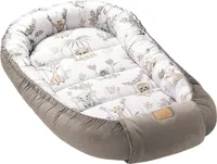 JUKKI® BabyNestchen XXL 120x65cm bis zu 18 Monaten 2seitig [Happy Jungle & Latte Velvet] Nestchen Babybett Reisebett Kokon Babynest Kuschelnest
