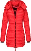 ASKSA Damen Winter Jacke Warme Stepp Mantel Lang Daunenjacke uebergangsjacke mit Kapuze Wintermantel, Rot, M