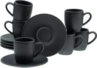 CreaTable, 33044, Soft Touch Schwarz, Espressotassen 12-tlg, Steinzeug
