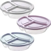 3x Lunchbox Brotdose Lunch Mittag Box Menübox Tellerbox Rund Picknick 3 Fächer