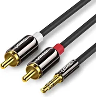 Ugreen AV116 Audio Kabel 3,5 mm Klinke auf 2RCA, 2m, Schwarz, Hochwertiges Stereo-Sounderlebnis