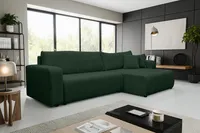 VENASI LUNA XL Ecksofa mit Schlaffunktion und Bettkasten Cord Schlafsofa Eckcouch Sofa Grün