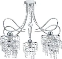 HowHomely Pendelleuchte Crystal fünffach silber 55x48 cm Glas verchromter Stahl