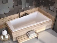 BADLAND Eckbadewanne Rechteck Badewanne Intima SLIM RECHTS 160x90 Rand 15mm mit Ablaufgarnitur, Füßen und Styroporverkleidung mit Ablage 4cm GRATIS