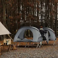 SoBuy OGS60 Feldbett mit Zelt Wurfzelt Feldbett 4in1-Zelt mit Campingliege Schlafsack Matratze und Zubehör Zelt