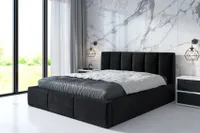 Polsterbett LUIZA  180x200 mit Matratze und Bettkasten. Farbe: Schwarz.