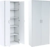 Kleiderschrank Schrank Mit Regalen, Flurgarderobe, Weiß, 74 cm Breite