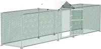 JOIEYOU Freilaufgehege Hühner 5x1m Hühnerstall Metall mit Sonnenschutz Dach,Tür & Riegel Stabil Hühnerhaus Freigehege Kleintiergehege für Hühner, Ente & Kleintiere