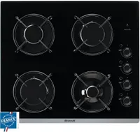 BRANDT BPG6413B-Gaskochfeld-4 Kamine-L 51 x T 58 cm-Glasbeschichtung-Schwarz