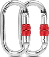 Kletterkarabiner, 2 Stück Sicherheitskarabiner 25 kN O-förmiger Verschlusskarabiner zum Klettern, Abseilen, Hängematten, Hundeleine, Flasche