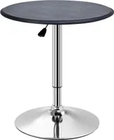 HOMCOM Stół barowy Stół jadalniany Wysoki stół barowy, stół kuchenny do salonu, jadalni, stal chromowana, imitacja skóry , czarny, Ø63 x 67- 93 cm