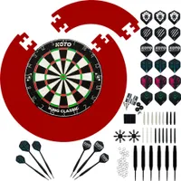 KOTO - King Classic Edition Rot Incl. Surround & Accessory Kit Steeltip 90 Stücks, 2 Sets Dartpfeile 23 G, 6x3 Flights, 6x3 Shafts