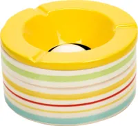 Wind-Aschenbecher Ø ca. 14 cm Gelb, mit abnehmbarem Deckel, Keramik Sturmaschenbecher, Aschenbecher für den Innen- und Außenbereich