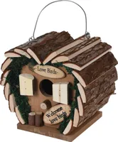 Vogel Nisthaus aus Holz Herz Lovebirds Vogelhaus Nistkasten 17 x 12 x 17cm