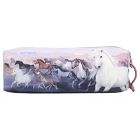Depesche 12514 Miss Melody Night Horses - Schlampertasche mit Herden Motiv in zartem Violett, Federmüäöppchen mit einem Fach