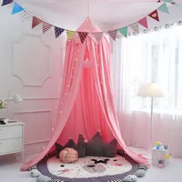 Prinzessinnen-Baldachin für Mädchenbett, Nachbildung-Baldachin für Kinderbett mit Quasten, Versteckzelt für Kinderzimmer oder Krippen-Kinderzimmer(Rose）