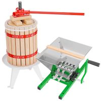 Wiltec Set 18L Obstpresse aus Buchenholz inkl. Presstuch und Obstmühle mit 7L Trichter, Zur Herstellung von Saft Wein und Maische