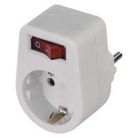 EMOS Adapterstecker mit Schalter, Weiß, erhöhter Berührungsschutz, IP 20, bis 3680 Watt, P00262