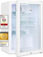 Exquisit Glastürkühlschrank GKS120-GT-160C weiss | Nutzinhalt: 118 L | Türschloss | 3 Gitterablagen | Umluftventilator | Standgerät