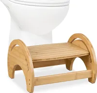 relaxdays Nastaviteľná bambusová toaletná stolička