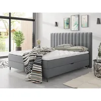 Kontinentální manželská postel 160x200 AMADORA - šedá + topper