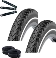 2 x Rexway "Conejo 02" Pannenschutz Fahrradreifen Schwarz mit Reflex 40-622 (28 x 1,50) + 2 passende Schläuche AV inkl. maxxi4you Reifenheber
