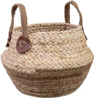 WANDERLUST DECO Korb aus Bananenblattfaser und Maisgeflecht mit Griff D28x27,5