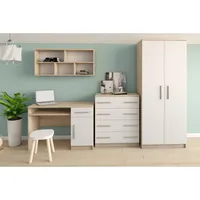 Wandregal Schreibtisch Schrank Kommode Jugendrzimmer-Set EGA II SONOMA/WEISS