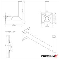 PremiumX 55cm Wandhalter Aluminium SAT Wand Halterung