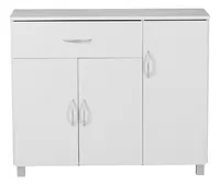 Jarry biały matowy z 1 szufladą i 3 drzwiami 90 x 75 x 30 cm | Wohnling