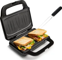 Sandwichtoaster Snackmaker 2 XXL Sandwiches Toaster Sandwichmaker & Gabel 900W