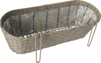 KYNAST 2in1 Pflanzkasten mit Halterung oval in Rattanoptik Natur 50 x 19 cm