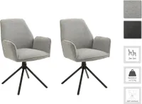 byLIVING Esszimmerstuhl 2er Set Blair / Webstoff grau / Gestell Metall schwarz / Sitzschale 360° drehbar / Esszimmerstuhl / Wohnzimmerstuhl / B 57, H 89, T 61 cm