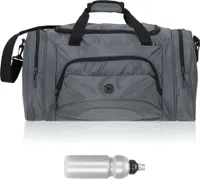 Sporttasche Damen Herren Elephant Color Big 55 cm 40 L Nassfach Reisetasche Sport Fitness Sauna Tasche groß 1296 Grau + Trinkflasche